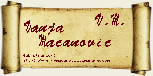 Vanja Macanović vizit kartica